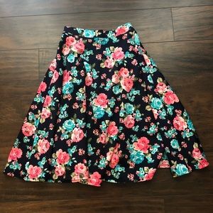 Blue and Pink Floral Full Skirt (Varga)
